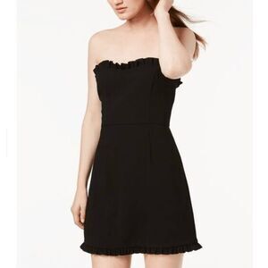 French Connection Whisper Ruth Ruffle Mini‎ Dress Strapless Black Size 2